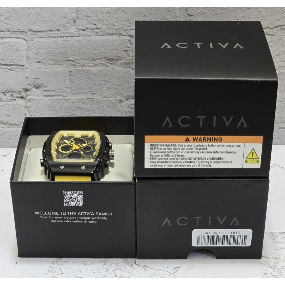 Activa X Invicta Digital Essentials Men's Watch 45mm Black Yellow ACW8109-003